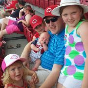 Chris with kids at the Reds game