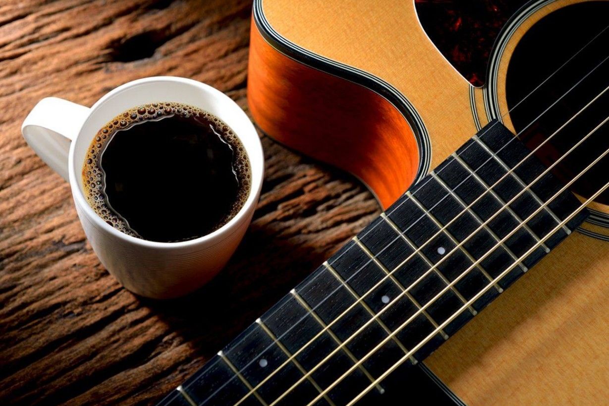 cup of coffee and guitar